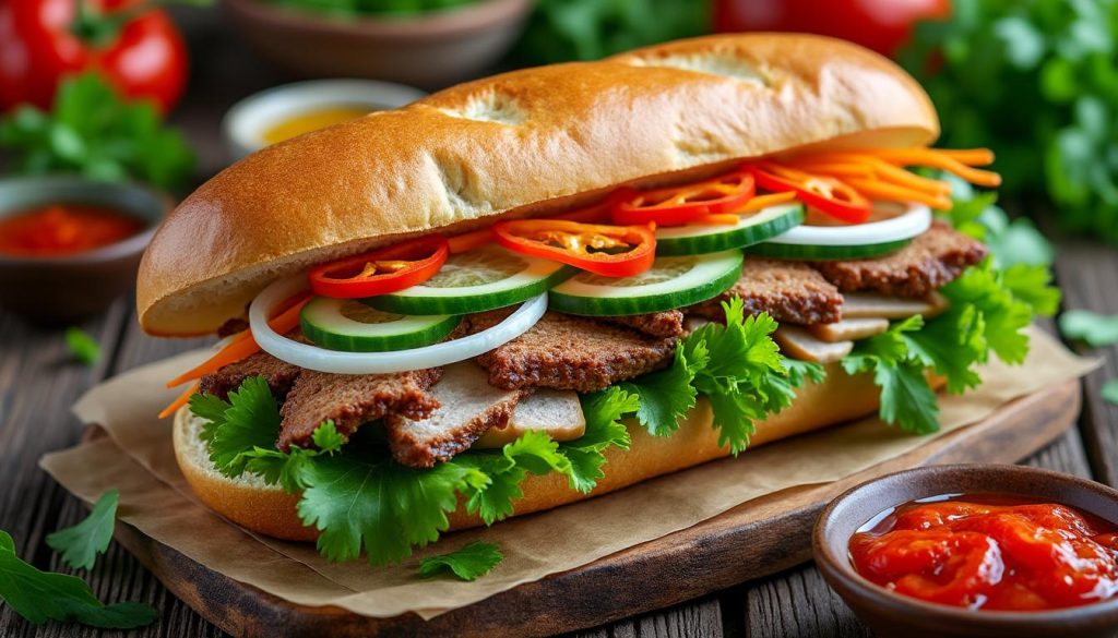 opdag hemmelighederne bag en autentisk banh mi og lær, hvordan du laver denne lækre vietnamesiske sandwich med friskbagte baguettes, marineret kød og sprøde grøntsager.