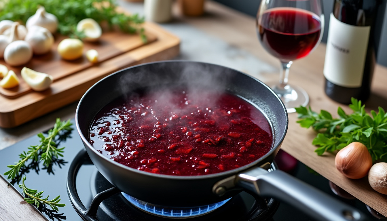 lær hvordan du laver den perfekte rødvinsglace, der forbedrer smagen af dine retter med en lækker og intens vinøs sauce.