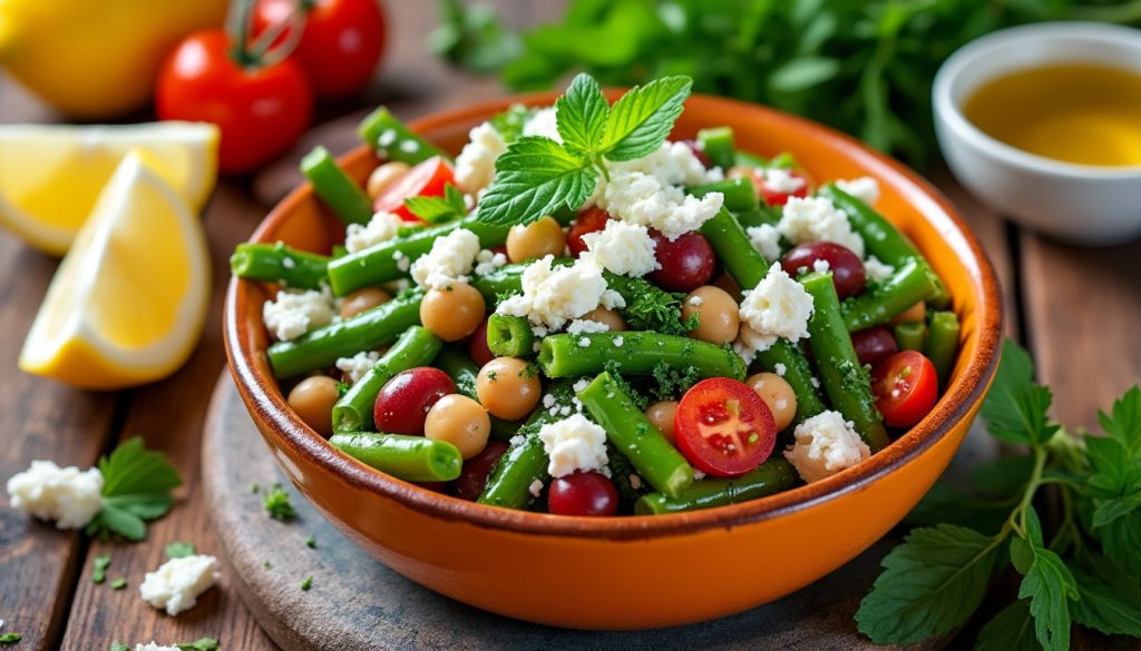 en frisk og nem opskrift på bønnesalat med feta, perfekt til lette måltider og sunde snacks.