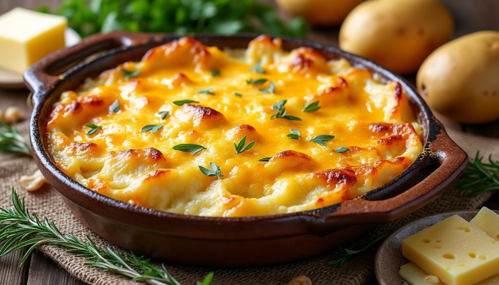 lær at lave cremet og velsmagende gratineret kartoffelmos med ost, perfekt som en lækker og nem ret til både hverdag og fest.